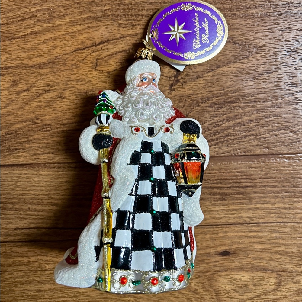 Christopher Radko (Miss Caycee’s) ~ Red/Black Santa Claus ~ Glass Ornament ~ New - Picture 4 of 16